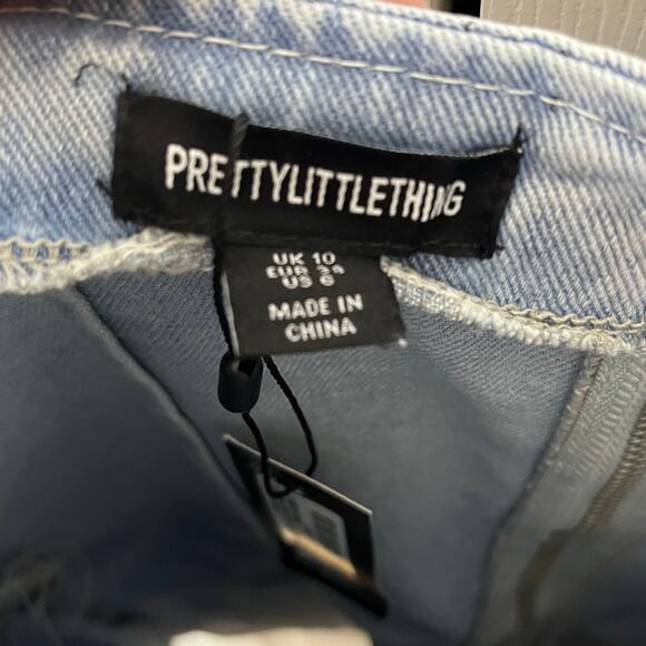 Pretty Little Thing Light Blue Corset Panel Denim Mini Dress NWT Size 6 - Picture 8 of 11